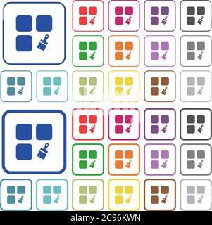 Component paste color flat icons in rounded square frames. Thin and thick versions included. Stock Vector