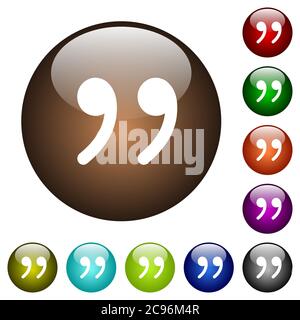 Quotation mark white icons on round color glass buttons Stock Vector