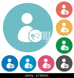 User notification flat white icons on round color backgrounds Stock Vector