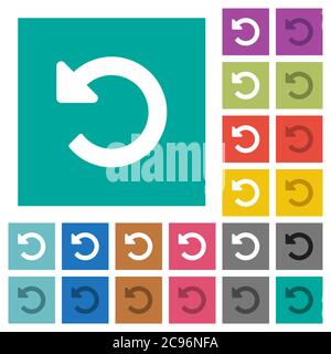 Undo changes multi colored flat icons on plain square backgrounds. Included white and darker icon variations for hover or active effects. Stock Vector