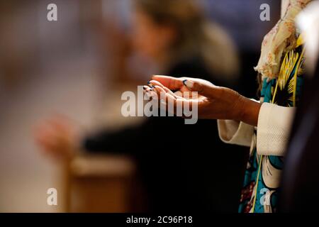 Basilica of Our Lady of Geneva.  Sunday mass.  Geneva. Switzerland. Stock Photo