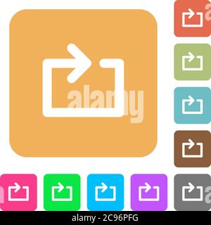 Media loop flat icons on rounded square vivid color backgrounds. Stock Vector