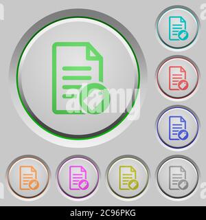 Tagging document color icons on sunk push buttons Stock Vector