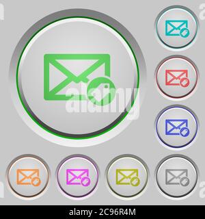 Tagging mail color icons on sunk push buttons Stock Vector