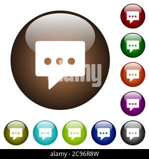 Working chat white icons on round color glass buttons Stock Vector