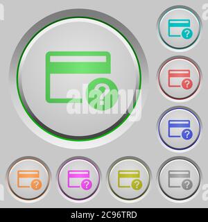 Unknown credit card color icons on sunk push buttons Stock Vector