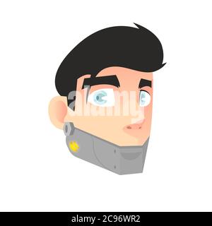 Dark-haired man with a jaw prosthesis Stock Vector