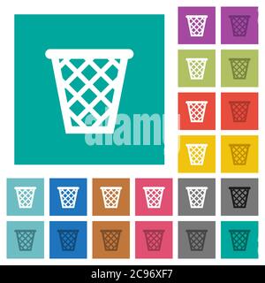 Trash multi colored flat icons on plain square backgrounds. Included white and darker icon variations for hover or active effects. Stock Vector