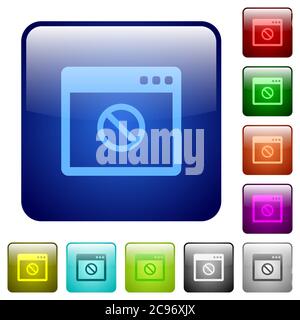 Disabled application icons in rounded square color glossy button set Stock Vector