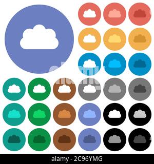Cloud multi colored flat icons on round backgrounds. Included white, light and dark icon variations for hover and active status effects, and bonus sha Stock Vector