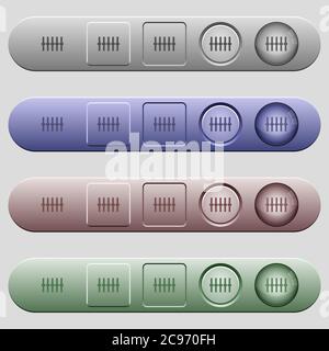 Graphical equalizer icons on rounded horizontal menu bars in different colors and button styles Stock Vector