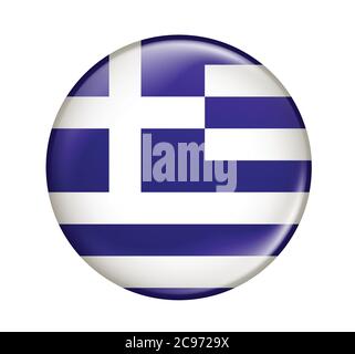 Greece flag icon vector illustration isolated on white background.Greece flag.Flag icon glossy. Stock Vector