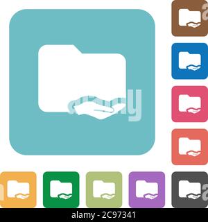 Shared folder white flat icons on color rounded square backgrounds Stock Vector