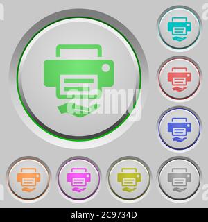 Shared printer color icons on sunk push buttons Stock Vector