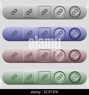 Link icons on rounded horizontal menu bars in different colors and ...