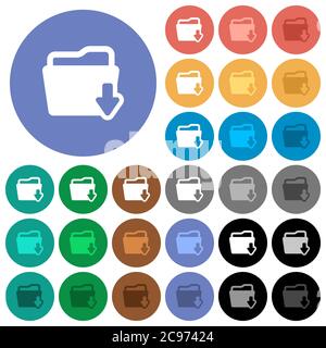 Download folder multi colored flat icons on round backgrounds. Included white, light and dark icon variations for hover and active status effects, and Stock Vector
