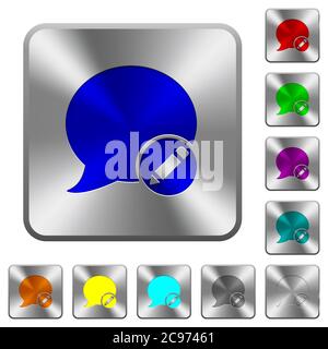Moderate blog comment engraved icons on rounded square glossy steel buttons Stock Vector