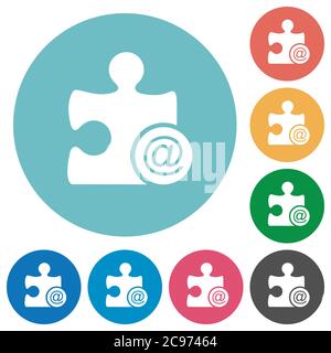 Email plugin flat white icons on round color backgrounds Stock Vector