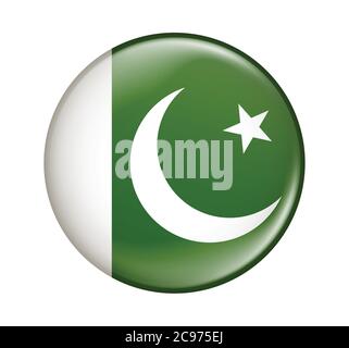 Pakistan flag icon vector illustration isolated on white background.Pakistan flag.Flag icon glossy. Stock Vector