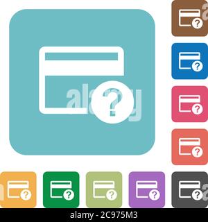 Unknown credit card white flat icons on color rounded square backgrounds Stock Vector