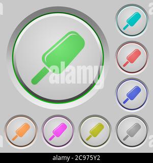 Ice lolly color icons on sunk push buttons Stock Vector