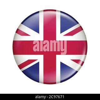 UK flag icon vector illustration isolated on white background.British flag.Flag icon glossy. Stock Vector
