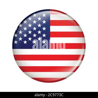 USA flag icon vector illustration isolated on white background.United States Of America flag.Flag icon glossy. Stock Vector