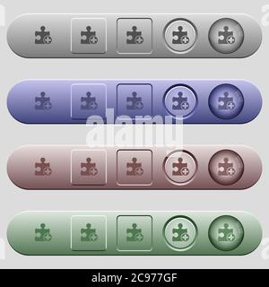Add new plugin icons on rounded horizontal menu bars in different colors and button styles Stock Vector