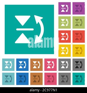 Vertical flip multi colored flat icons on plain square backgrounds. Included white and darker icon variations for hover or active effects. Stock Vector