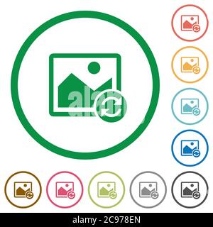 Refresh image flat color icons in round outlines on white background Stock Vector