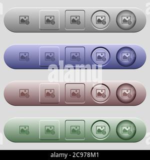 Lock image icons on rounded horizontal menu bars in different colors and button styles Stock Vector