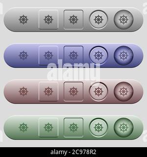 Steering wheel icons on rounded horizontal menu bars in different colors and button styles Stock Vector