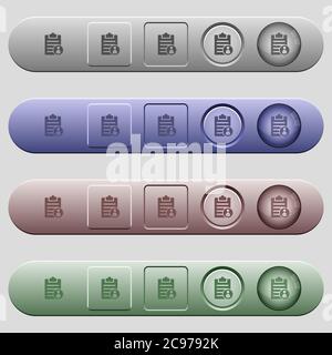 Note owner icons on rounded horizontal menu bars in different colors and button styles Stock Vector
