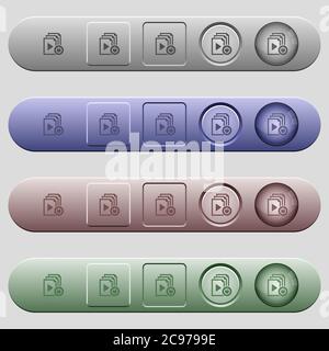 Exit from playlist icons on rounded horizontal menu bars in different colors and button styles Stock Vector