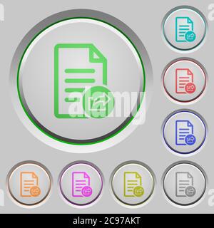 Export document color icons on sunk push buttons Stock Vector