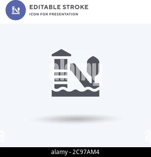 Rollercoaster icon vector, filled flat sign, solid pictogram isolated on white, logo illustration. Rollercoaster icon for presentation. Stock Vector