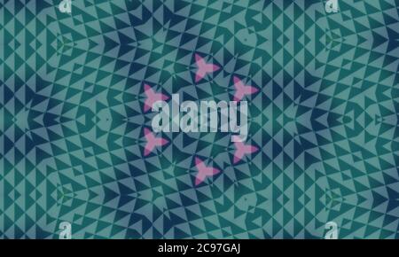 Green blue triangular kaleidoscope patterned background for wallpapers Stock Photo