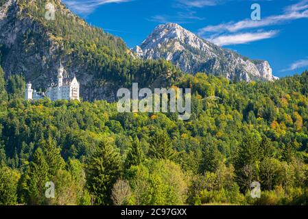 Neuschwanstein Castle in the Bavarian Alps of Germany. Stock Photo