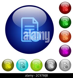 Archive document icons on round color glass buttons Stock Vector