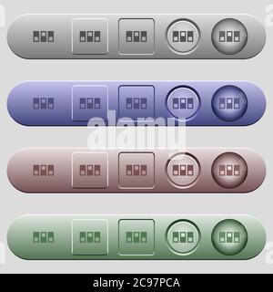 Switchboard icons on rounded horizontal menu bars in different colors and button styles Stock Vector