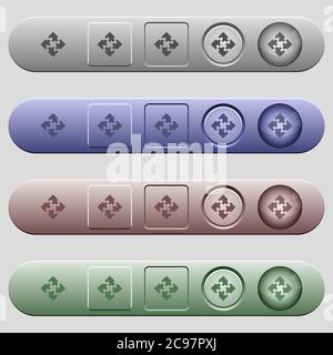 Modules icons on rounded horizontal menu bars in different colors and button styles Stock Vector