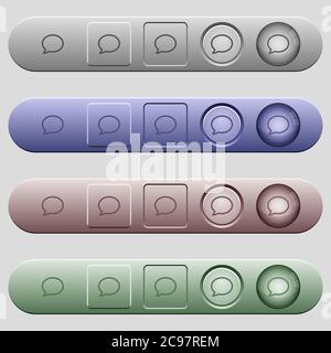 Empty comment bubble icons on rounded horizontal menu bars in different colors and button styles Stock Vector