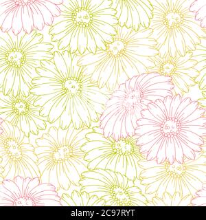 Chamomile flower graphic color seamless pattern background sketch illustration vector Stock Vector