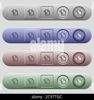 Edit with pencil icons on rounded horizontal menu bars in different colors and button styles Stock Vector