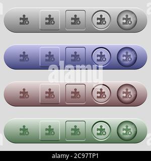 Bell plugin icons on rounded horizontal menu bars in different colors and button styles Stock Vector