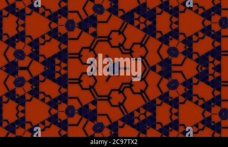 Orange blue kaleidoscope patterned background for wallpapers Stock Photo