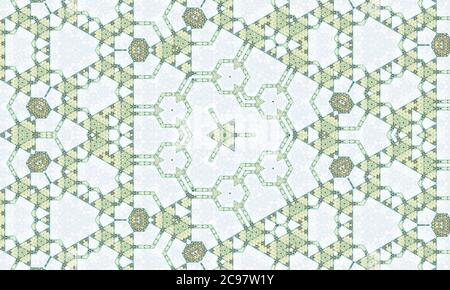 Green white kaleidoscope patterned background for wallpapers Stock Photo