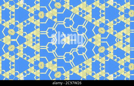 Yellow blue kaleidoscope patterned background for wallpapers Stock Photo