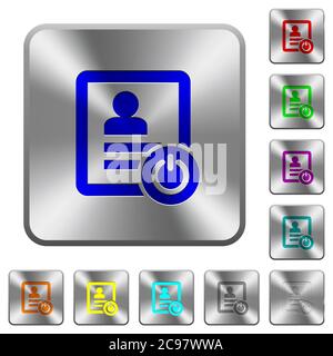 Exit from contact list engraved icons on rounded square glossy steel buttons Stock Vector
