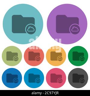 Cloud directory darker flat icons on color round background Stock Vector